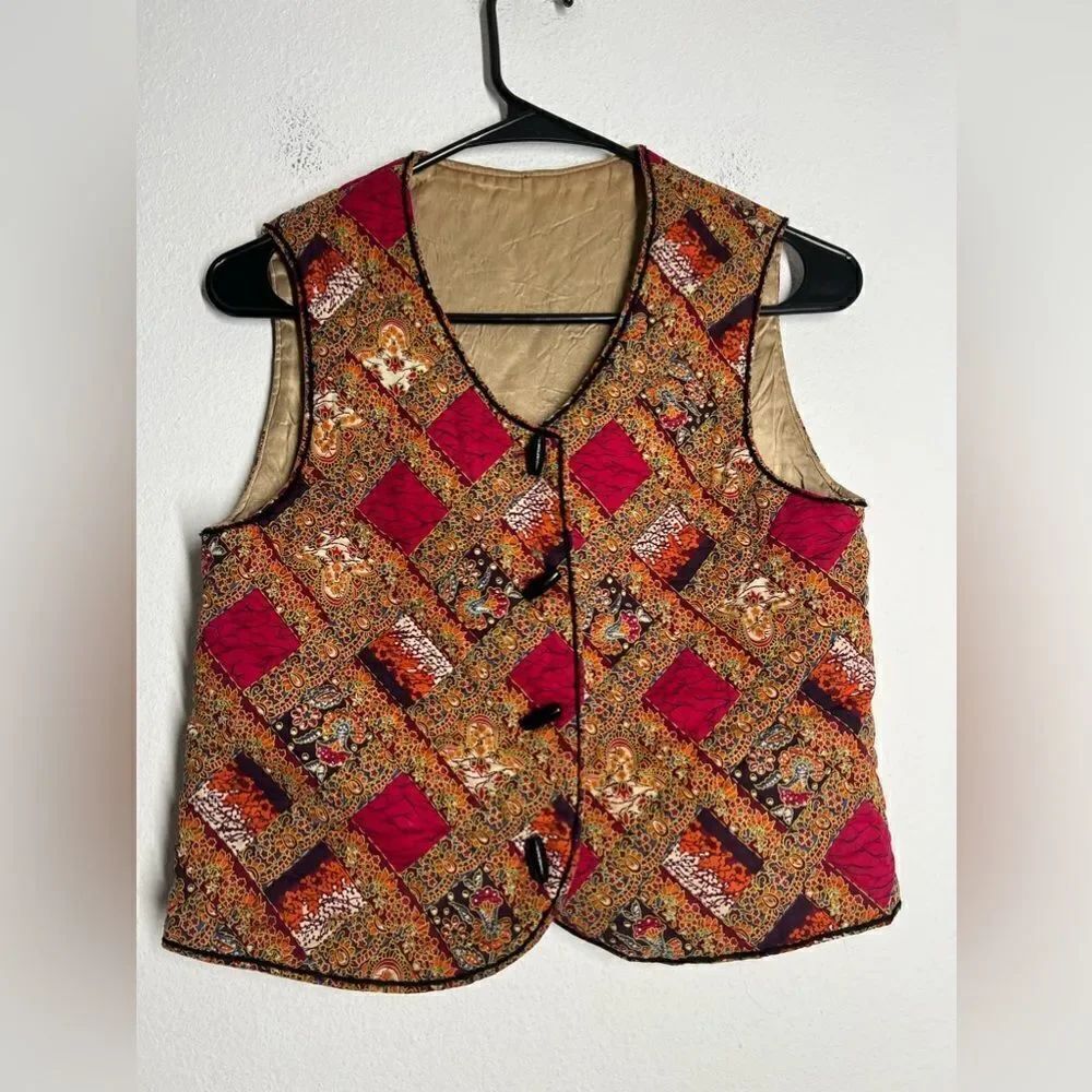 Vtg Retro Unisex Vest Size S Reversible Handmade Hippie Boho